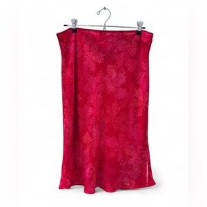 Express Red Floral Chiffon Midi Skirt Size L